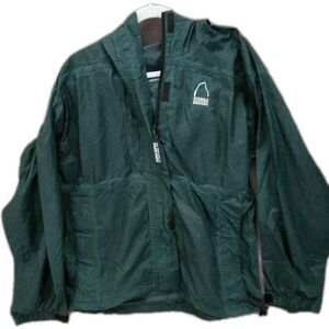 Women's Sierra Designs Rain Jacket Medium Green Nylon Hooded Lightweight